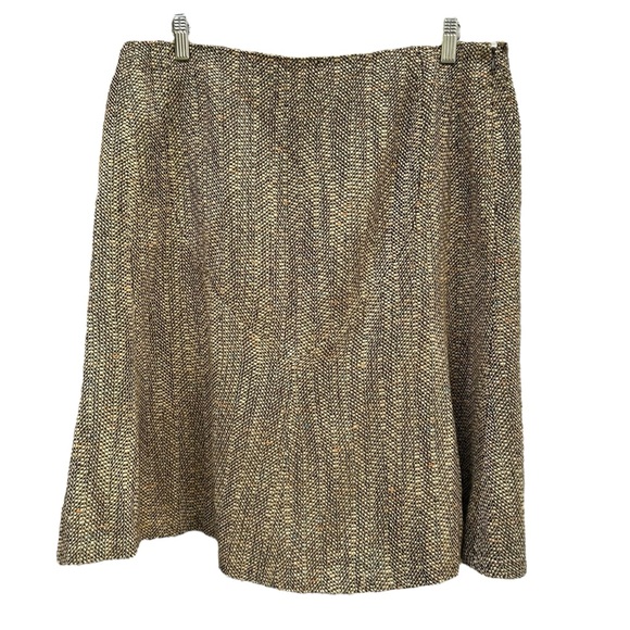 Oscar De La Renta Tweed Skirt Sz 14 A-Line Olive Green Academia Cottagecore Boho - Picture 16 of 16